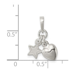 Sterling Silver Heart and Star Pendant QC7933