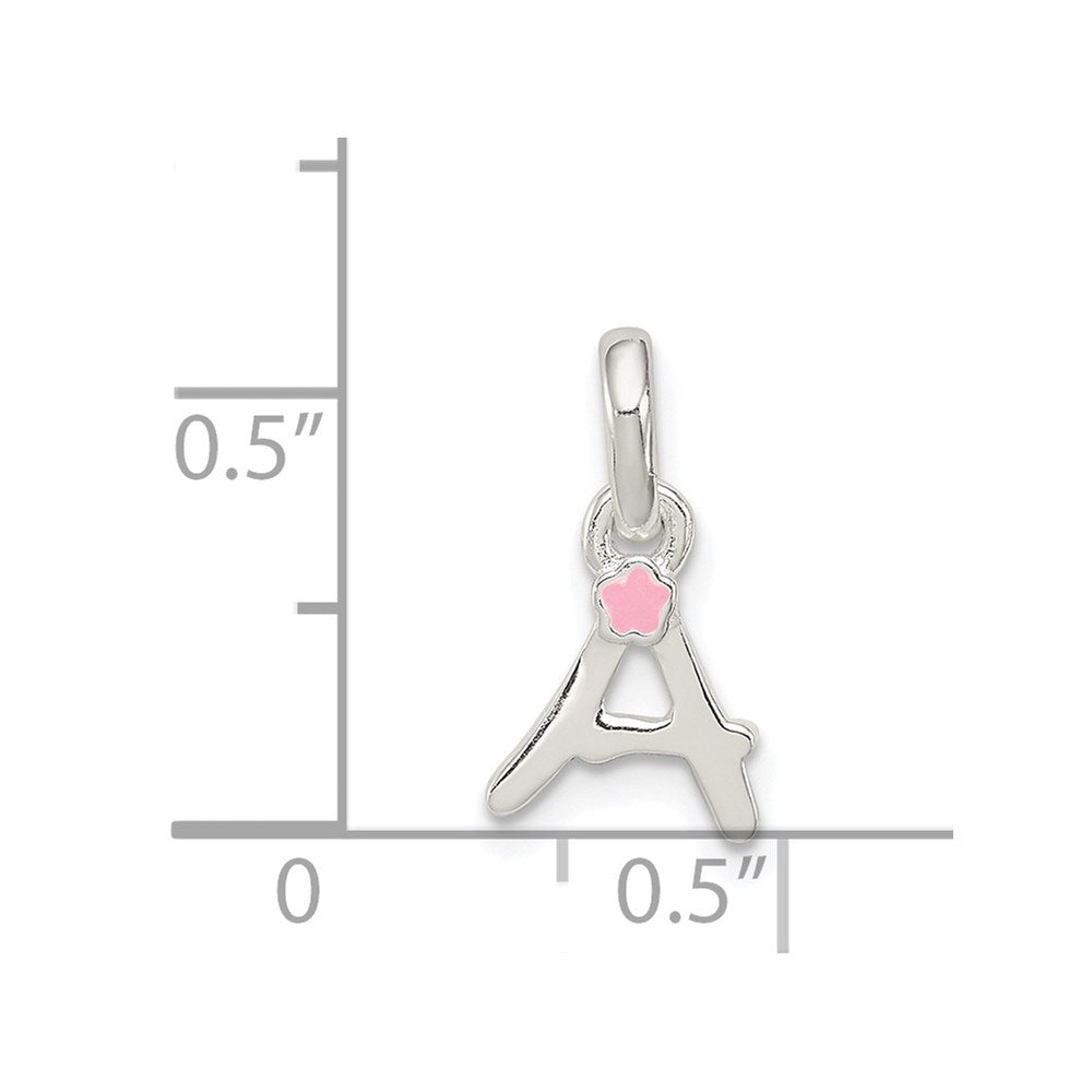 Sterling Silver Letter A with Enamel Pendant QC7935A