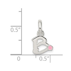 Sterling Silver Letter B with Enamel Pendant QC7935B