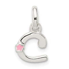 Sterling Silver Letter C with Enamel Pendant QC7935C