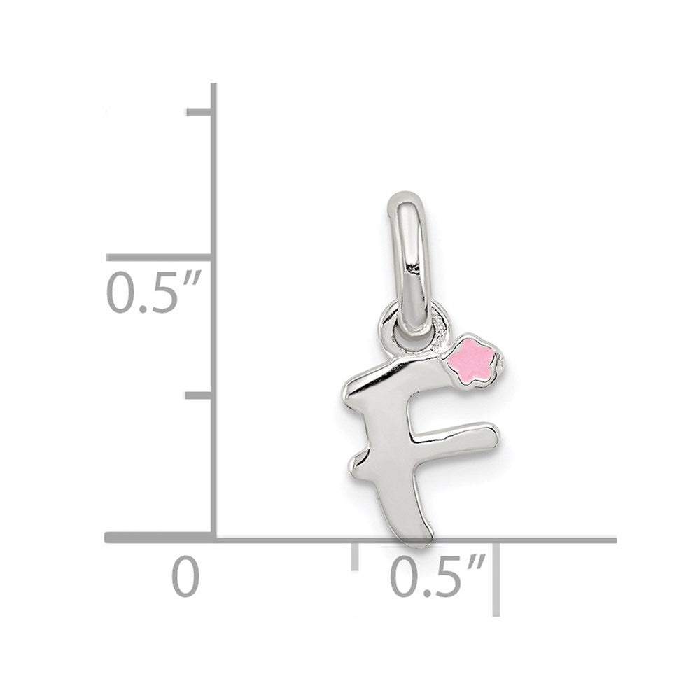 Sterling Silver Letter F with Enamel Pendant QC7935F
