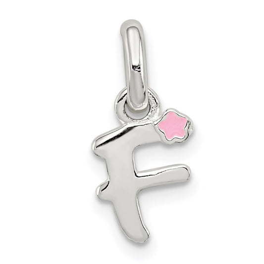 Sterling Silver Letter F with Enamel Pendant QC7935F
