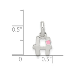 Sterling Silver Letter H with Enamel Pendant QC7935H