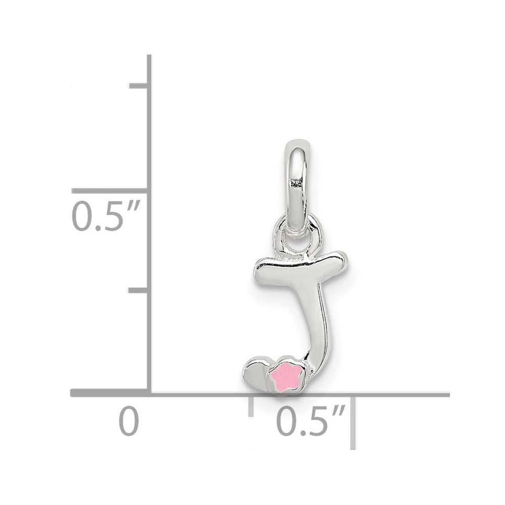 Sterling Silver Letter J with Enamel Pendant QC7935J