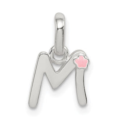 Sterling Silver Letter M with Enamel Pendant QC7935M