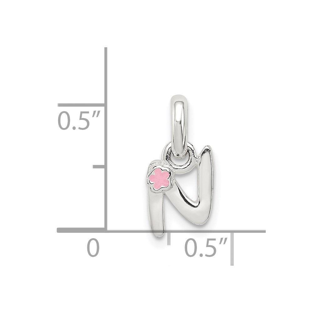 Sterling Silver Letter N with Enamel Pendant QC7935N