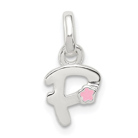 Sterling Silver Letter P with Enamel Pendant QC7935P