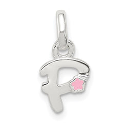 Sterling Silver Letter P with Enamel Pendant QC7935P