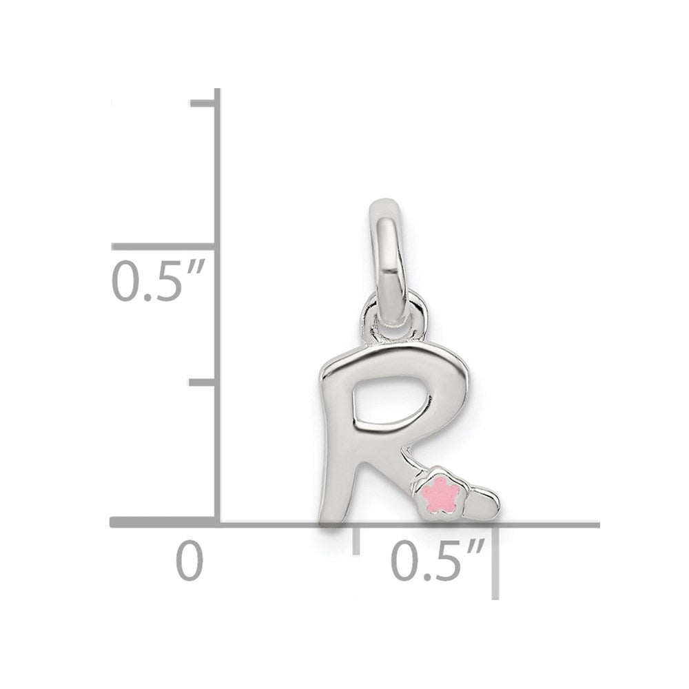 Sterling Silver Letter R with Enamel Pendant QC7935R