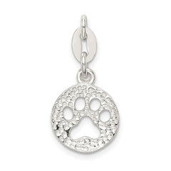 Sterling Silver Round Paw Print Pendant QC7938