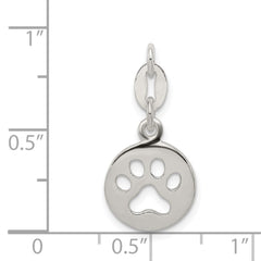 Sterling Silver Round Paw Print Pendant QC7938