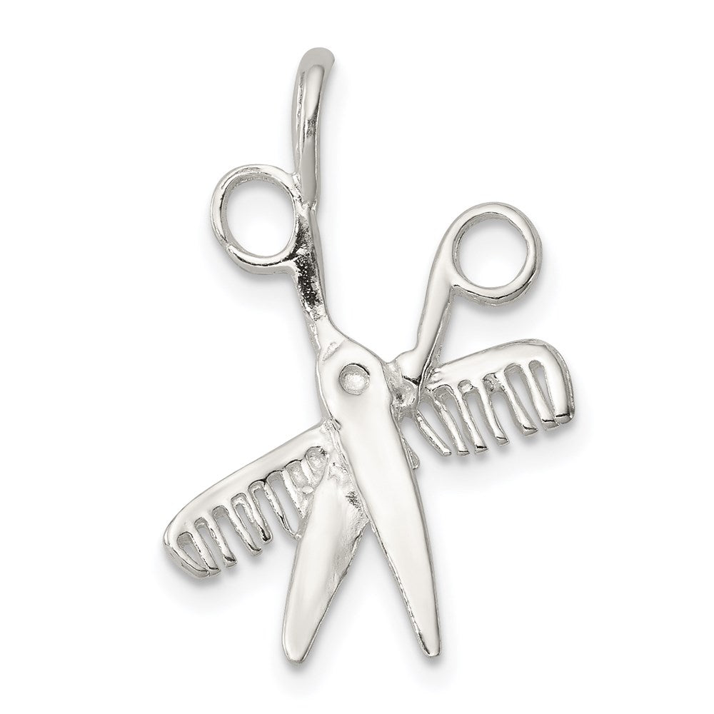 Sterling Silver Comb & Scissors Charm QC811