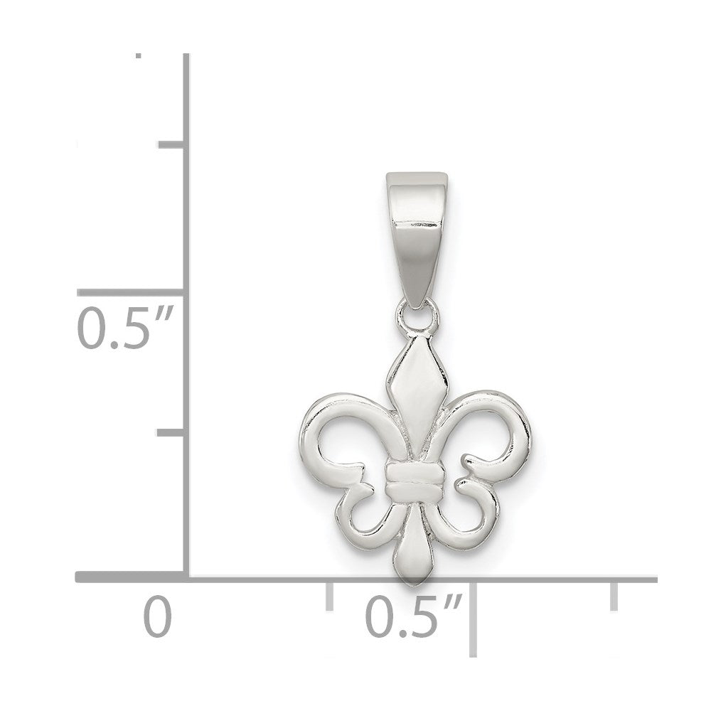Sterling Silver Polished Fleur De Lis Pendant QC8110