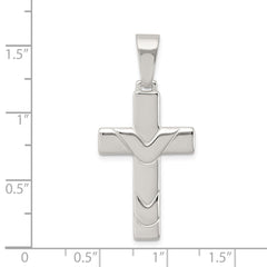 Sterling Silver Polished Cross Pendant QC8116