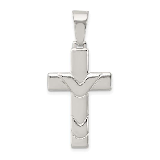 Sterling Silver Polished Cross Pendant QC8116