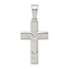 Sterling Silver Polished Cross Pendant QC8116