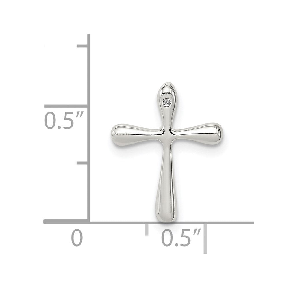 Sterling Silver Polished Diamond Cross Chain Slide QC8117