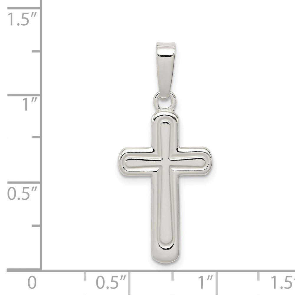 Sterling Silver Polished Cross Pendant QC8119