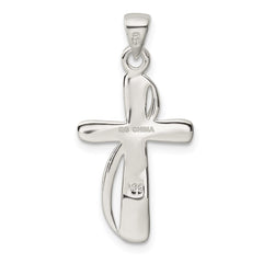 Sterling Silver Polished Cross Pendant QC8120