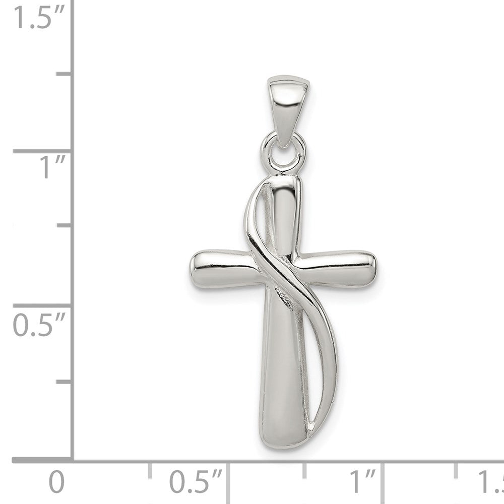 Sterling Silver Polished Cross Pendant QC8120