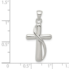 Sterling Silver Polished Cross Pendant QC8120