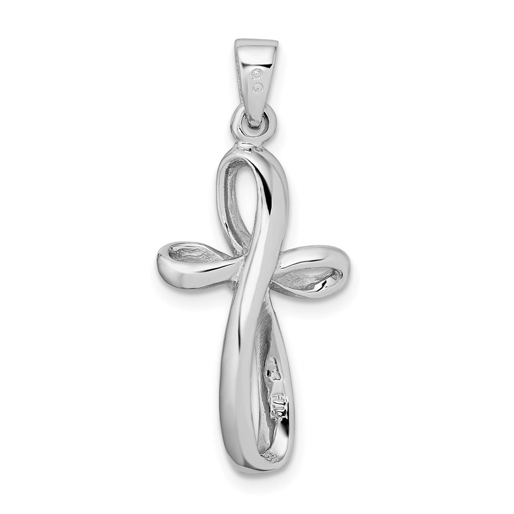 Sterling Silver Rhodium-plated Polished Cross Pendant QC8121
