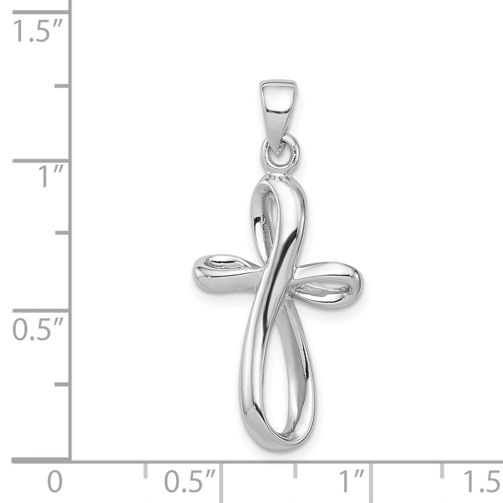 Sterling Silver Rhodium-plated Polished Cross Pendant QC8121