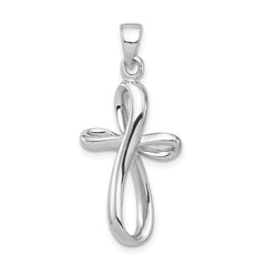 Sterling Silver Rhodium-plated Polished Cross Pendant QC8121