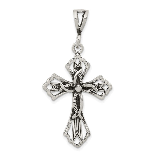Sterling Silver Antiqued Cross Pendant QC8128