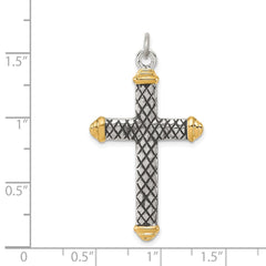Sterling Silver, Gold-tone, Blk Rhod Criss Cross Design Cross Pendant QC8129