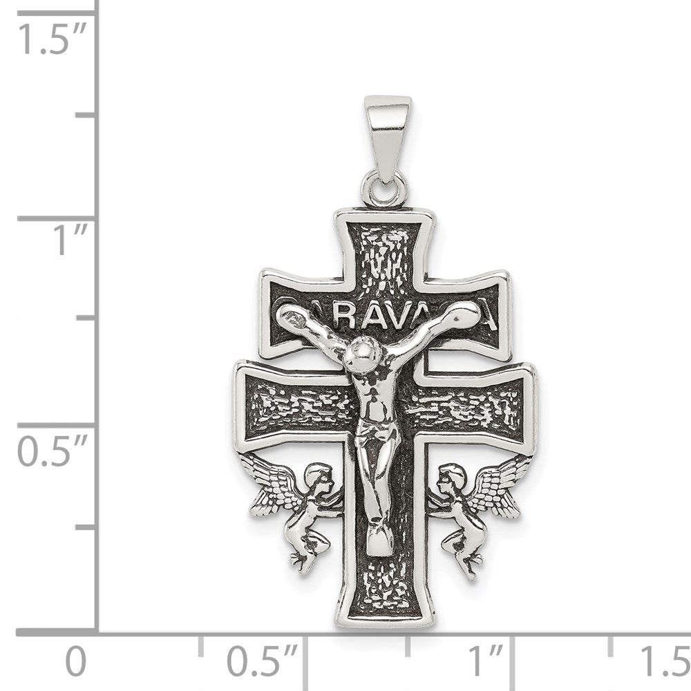 Sterling Silver Antiqued Mini Caravaca Crucifix Pendant QC8134