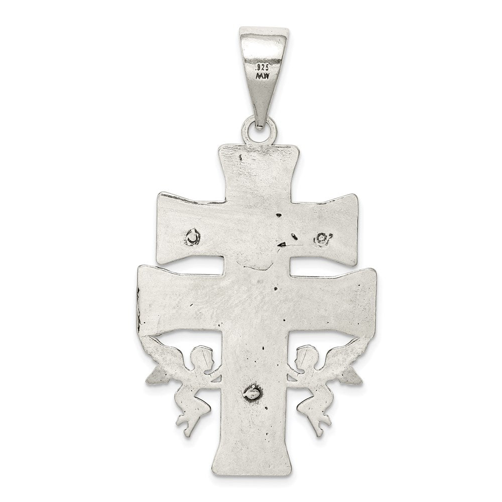 Sterling Silver Antiqued Large Caravaca INRI Crucifix Cross Pendant QC8136