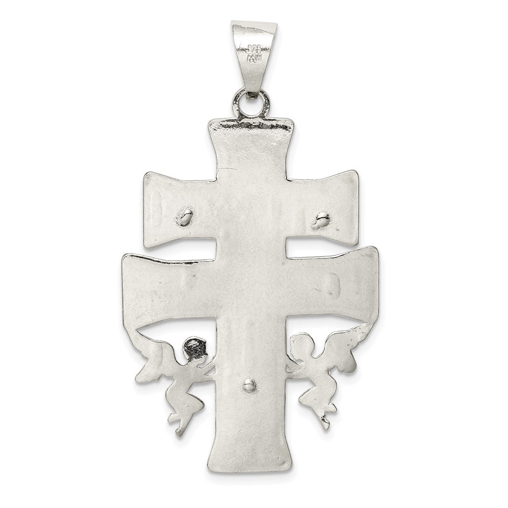 Sterling Silver Polished Large Caravaca INRI Crucifix Cross Pendant QC8137