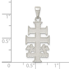 Sterling Silver Polished Caravaca Double Cross w/Angels Crucifix Pendant QC8141