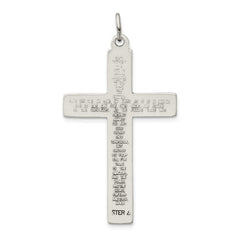 Sterling Silver Oxidized Cross w/ Prayer on Back Pendant QC8147