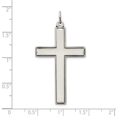 Sterling Silver Oxidized Cross w/ Prayer on Back Pendant QC8147
