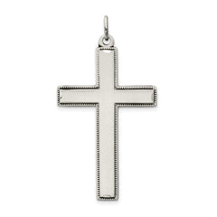 Sterling Silver Oxidized Cross w/ Prayer on Back Pendant QC8147