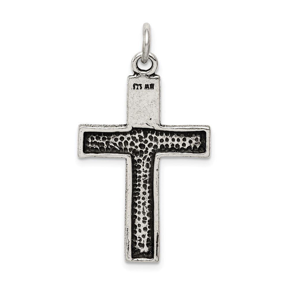 Sterling Silver Antiqued Squared Cross Crucifix Pendant QC8288