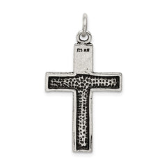 Sterling Silver Antiqued Squared Cross Crucifix Pendant QC8288