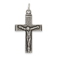 Sterling Silver Antiqued Squared Cross Crucifix Pendant QC8288