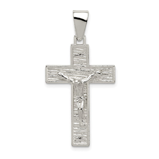 Sterling Silver Polished Box Cross Crucifix Pendant QC8290