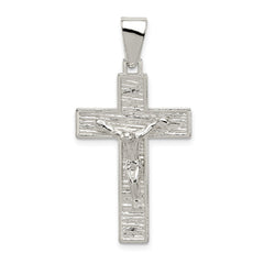 Sterling Silver Polished Box Cross Crucifix Pendant QC8290