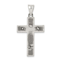 Sterling Silver Antiqued Box Cross Crucifix Pendant QC8291