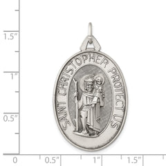 Sterling Silver Antiqued Satin St. Christopher Medal QC8376