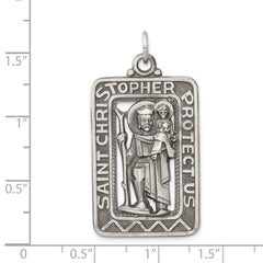 Sterling Silver Antiqued and Brushed St. Christopher Medal QC8377