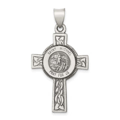 Sterling Silver Antiqued, Textured and Polished St. Michael Pendant QC8381