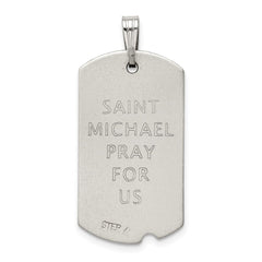 Sterling Silver Antiqued Dog Tag Saint Michael Pendant QC8382
