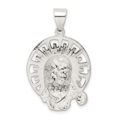 Sterling Silver Polished & Textured Jesus Head Pendant QC8384