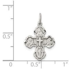 Sterling Silver Antiqued Mini 4-way Medal Cross Pendant QC8385