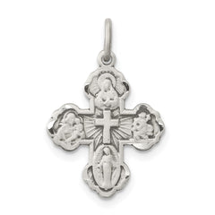 Sterling Silver Antiqued Mini 4-way Medal Cross Pendant QC8385